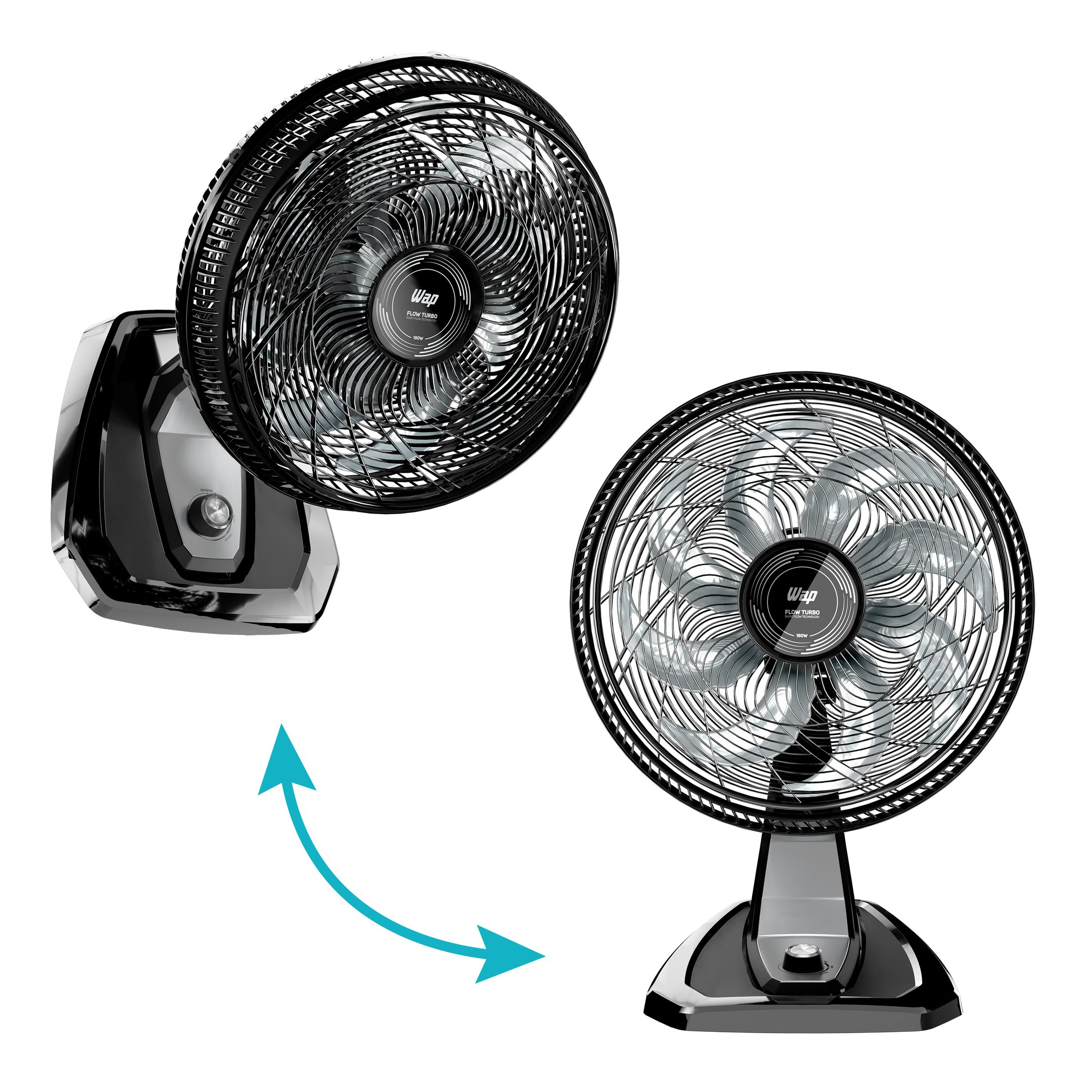 Ventilador de Mesa e Parede WAP Flow Turbo 2 em 1 Silent Flow 8 Pás 180w 220v - 3