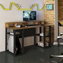 Ver mais imagens de Escrivaninha Mesa Escritório Mesa Gamer com Nichos Cordoba 140cm Yescasa Pinho E Preto