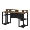 Ver imagem 4 de Escrivaninha Mesa Escritório Mesa Gamer com Nichos Cordoba 140cm Yescasa Pinho E Preto