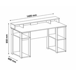 Escrivaninha Mesa Gamer com Nichos 140cm Cordoba Yescasa - 9