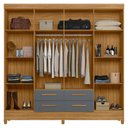 Ver imagem 3 de Guarda Roupas Casal 8 Portas 4 Gavetas Flórida Freijó/cinza Moval