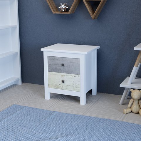 Mesa de Cabeceira 2 Gavetas Primavera Branco