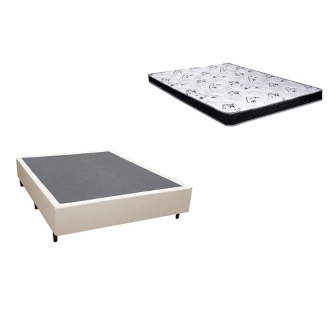 Cama Box Casal Bege + Colchão Espuma D33 138x188x14