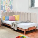 Ver imagem 2 de Cabeceira Painel Cama Casal Box Nuvem Suede Sandy 140 cm:Bege