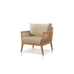 Poltrona Safira Linho Bege Médio Sala Estar Confortável - 2