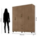 Ver imagem 4 de Kit Guarda-roupa Casal 6 Portas e Cômoda Sapateira 1 Porta Lisa Carvalho Oak