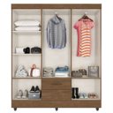 Ver imagem 3 de Kit Guarda-roupa Casal 6 Portas e Cômoda Sapateira 1 Porta Lisa Carvalho Oak