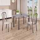 Ver imagem 1 de Conjunto de Mesa com 4 Cadeiras Lívia Prata/Bege