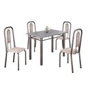 Ver imagem 2 de Conjunto de Mesa com 4 Cadeiras Lívia Prata/Bege