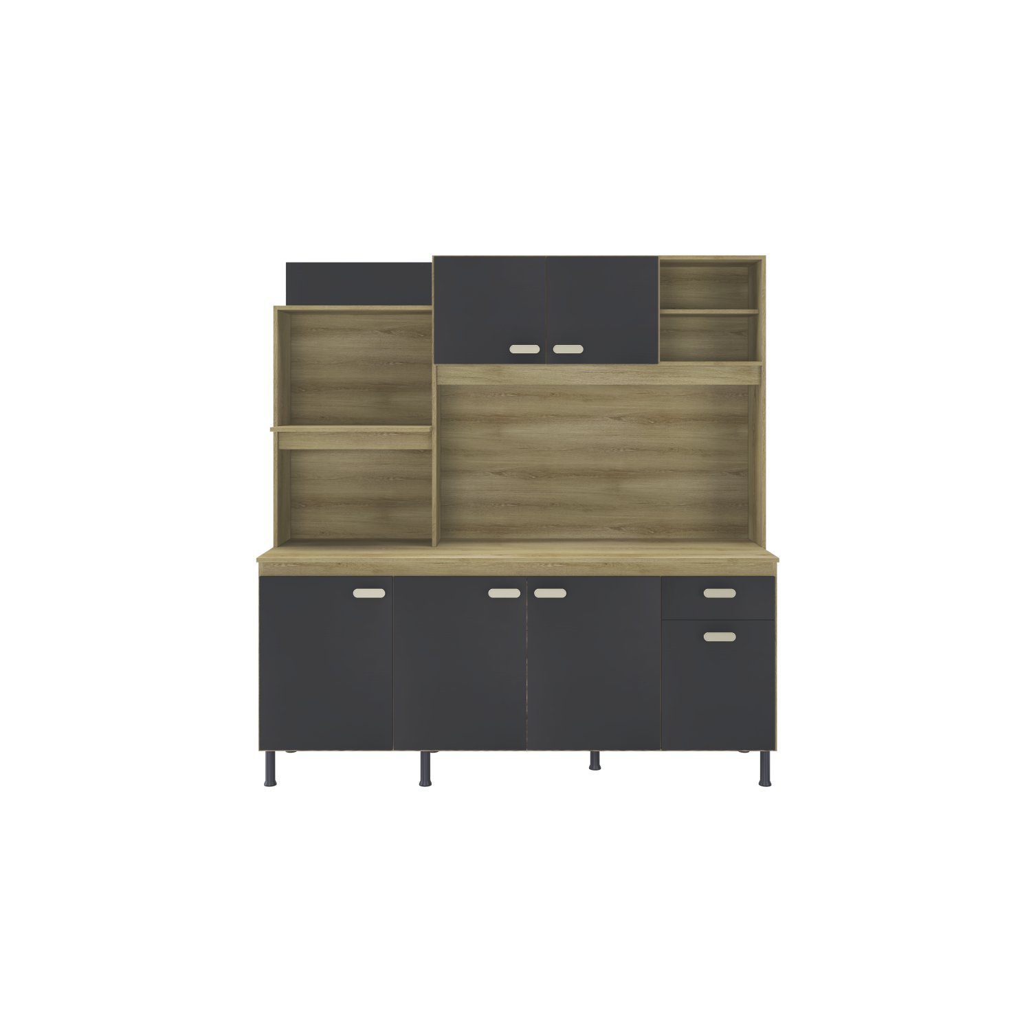 Cozinha Compacta 6 Portas 1 Gaveta 182cm com Tampo Pequim Indekes - 2
