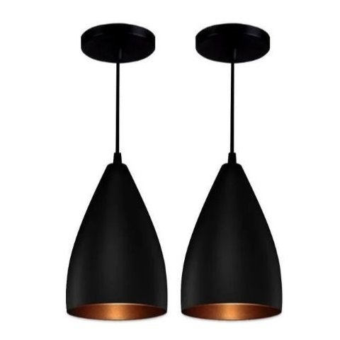 3kit Pendente Vegas Preto e Cobre