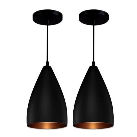 3kit Pendente Vegas Preto e Cobre