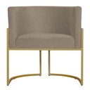 Ver imagem 2 de Poltrona Decorativa Sala de Estar Luana Base Gold Suede Cappuccino - Montanaris Decor Md Montanaris