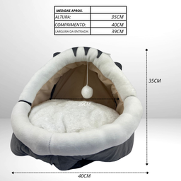 Cama Toca Cabana Pet Almofadada Ferpa Casinha , Caminha Pets Cinza - 5