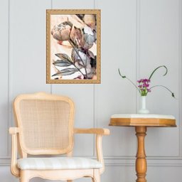 Quadro Moldura Dourada Flor Rosada 45x34cm:com Vidro - 2