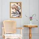 Ver imagem 2 de Quadro Moldura Dourada Flor Rosada 45x34cm:com Vidro