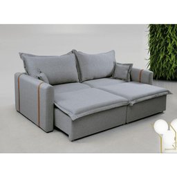 Sofá Cama Retrátil 2,24m Vitória Vivaro Decor Linho Cinza - 2