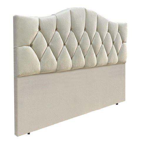 Cabeceira de Cama Estofada Capitonê Luna Provençal Suede Rbl:casal Tradicional/bege