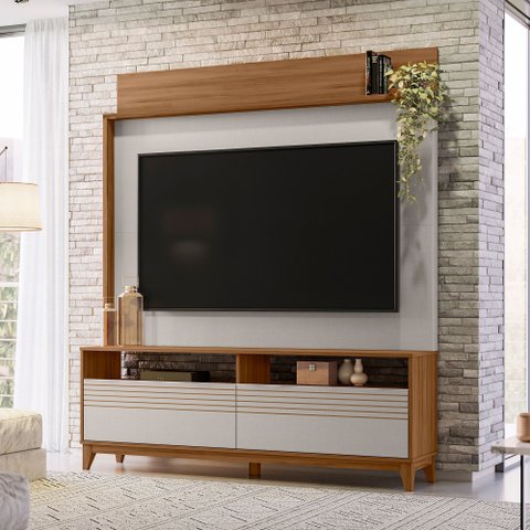 Estante para TV e Home Theater até 70 Polegadas 160CMX185,3cm Pés em Madeira Maciça Nt 1300 Marrom