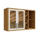 Ver imagem 1 de Armário Aéreo de Cozinha 120 Cm Tempranillo 2 Portas com Vidro 100% Mdf Amêndoa/off White - Rio Doce