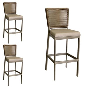 Kit 3 Banqueta Balcão Cozinha Churrasqueira Moderna Alumínio