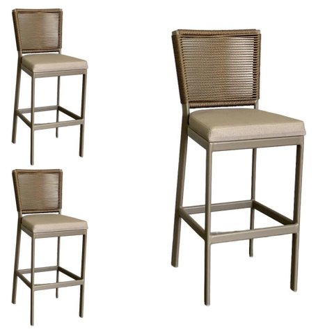 Kit 3 Banqueta Balcão Cozinha Churrasqueira Moderna Alumínio