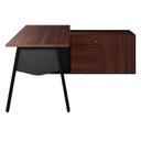 Ver mais imagens de Mesa L Diretor com Armário Lateral 3 Gavetas 180cm Industrial Tampo Chanfrado Pés em Metal Executive