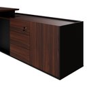 Ver imagem 5 de Mesa L Diretor com Armário Lateral 3 Gavetas 180cm Industrial Tampo Chanfrado Pés em Metal Executive
