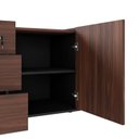 Ver imagem 7 de Mesa L Diretor com Armário Lateral 3 Gavetas 180cm Industrial Tampo Chanfrado Pés em Metal Executive