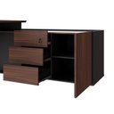 Ver imagem 4 de Mesa L Diretor com Armário Lateral 3 Gavetas 180cm Industrial Tampo Chanfrado Pés em Metal Executive