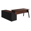 Ver imagem 6 de Mesa L Diretor com Armário Lateral 3 Gavetas 180cm Industrial Tampo Chanfrado Pés em Metal Executive