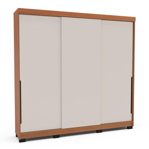 Guarda-Roupa 3 Portas Correr Madrid Marrom/Creme/Freijó