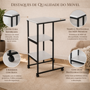 Ver imagem 3 de Mesinha Auxiliar Lateral Moderna Móvel Aço Tampo em MDF:Branco