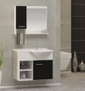 Ver imagem 1 de Kit Gabinete 100% Mdf Cuba e Espelheira 60cm para Banheiro:branco/preto