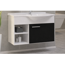 Ver imagem 2 de Kit Gabinete 100% Mdf Cuba e Espelheira 60cm para Banheiro:branco/preto
