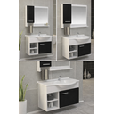 Ver imagem 3 de Kit Gabinete 100% Mdf Cuba e Espelheira 60cm para Banheiro:branco/preto