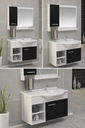 Ver imagem 3 de Kit Gabinete 100% Mdf Cuba e Espelheira 60cm para Banheiro:branco/preto