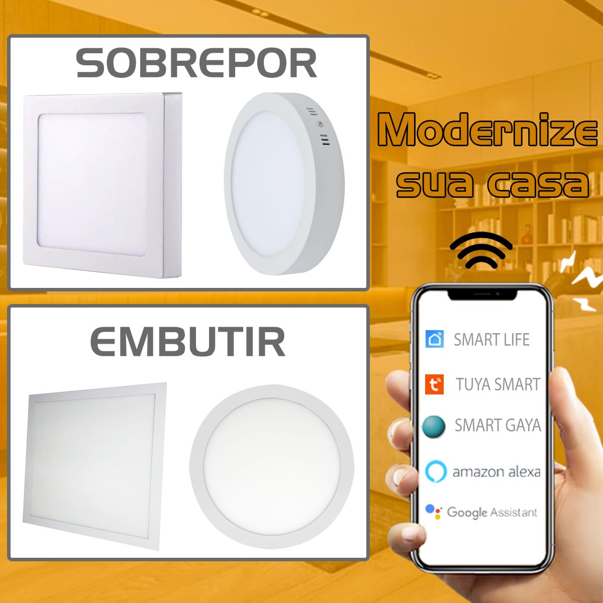 Plafon Embutir Redondo 18w Dimerizável Smart Wifi Gaya Gy9850 - 7