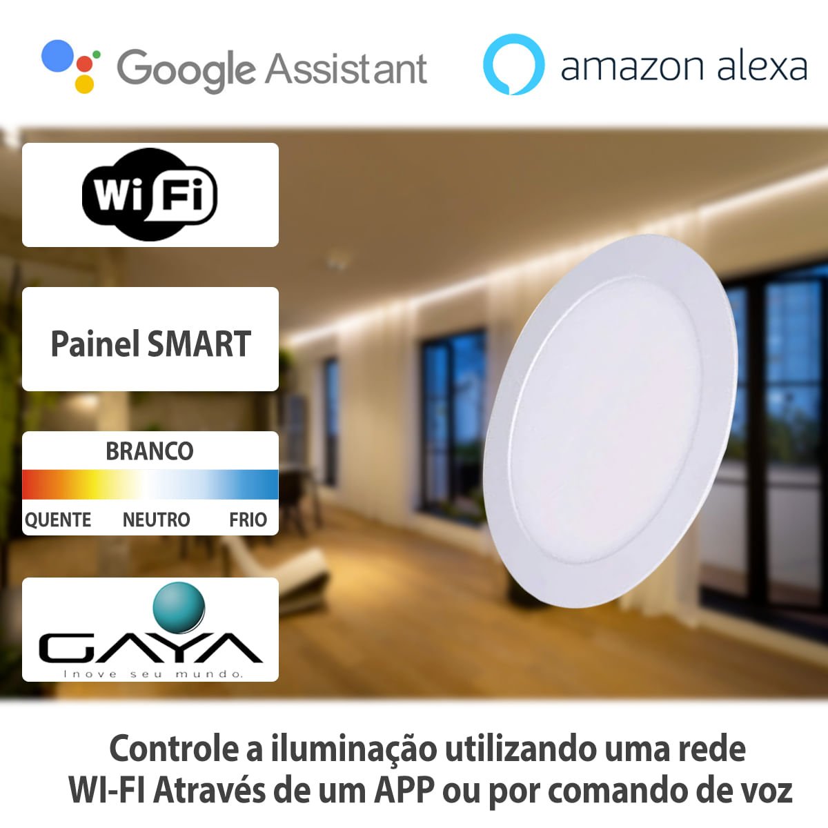 Plafon Embutir Redondo 18w Dimerizável Smart Wifi Gaya Gy9850 - 5