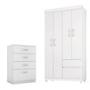Ver imagem 1 de Conjunto Quarto Guarda Roupa e Comoda Vicenza Branco Rosa