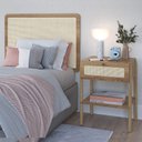 Ver imagem 2 de Cabeceira Solteiro 90cm e 1 Mesa Lateral 1 Gaveta Madeira Moss A03 Hanover Roble - Lyam Decor