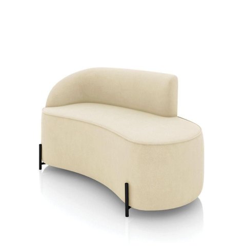 Sofá 2 Lugares Orgânico 140cm Pé Ferro Preto Morgan Suede Bege