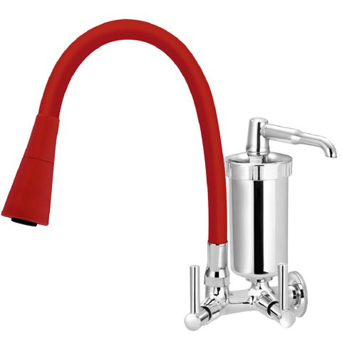 Torneira de Parede com Filtro Tubo Color Vermelho Duplo Cone 1/4 de Volta 6179 - 772280 - STOC