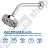 Ducha Chuveiro Banho de Parede Redonda Com Seletor Para 5 Jatos Articulada Com Braço 17 cm Luxsanit - 2
