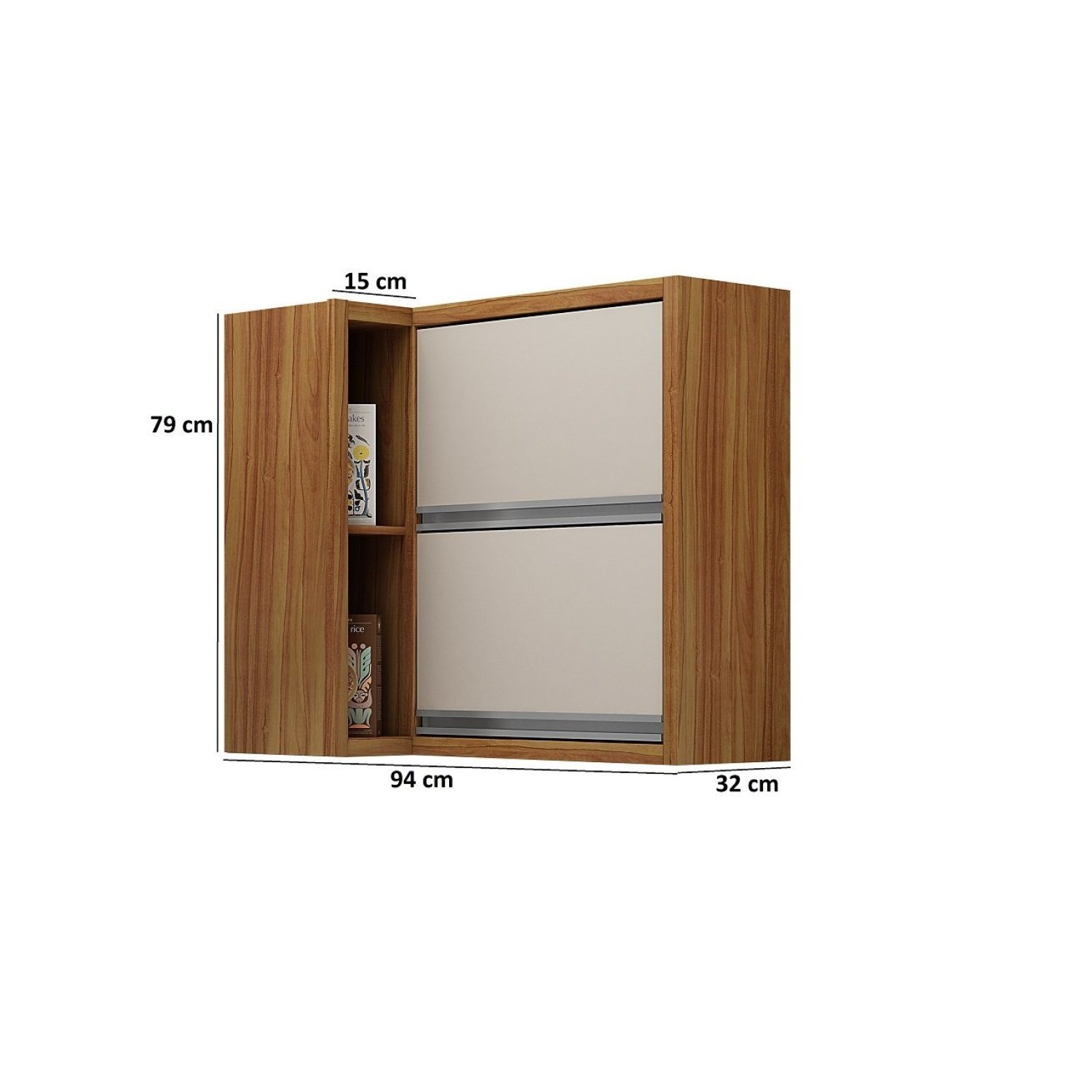 Armário Aéreo para Cozinha Canto 1 Porta Jade  Móveis - 4