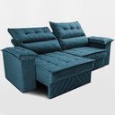 Ver imagem 2 de Sofá Retrátil e Reclinável 3,00m com Molas e Espuma D33 Thunder Velusoft Petróleo Cama Inbox