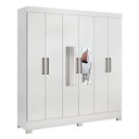 Ver imagem 3 de Cômoda Astral e Guarda Roupa Casal Prático Branco com Espelho - Demóbile