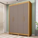 Ver imagem 1 de Guarda Roupa Solteiro 154cm com 4 Portas Brasid Mel/cacao C01 - Mpozenato