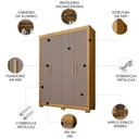 Ver imagem 2 de Guarda Roupa Solteiro 154cm com 4 Portas Brasid Mel/cacao C01 - Mpozenato