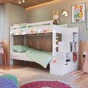 Ver imagem 1 de Beliche Infantil com Escada, Nichos e Gavetas Bi001 Linha Infanto Branco Completa Móveis